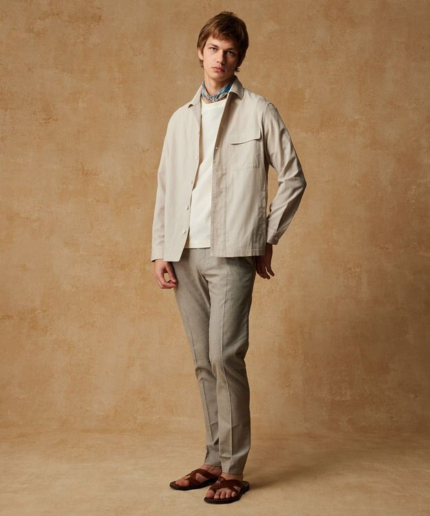 JOSEPH ABBOUD 【洗える・麻混】クールリネン シャツ ベージュ系