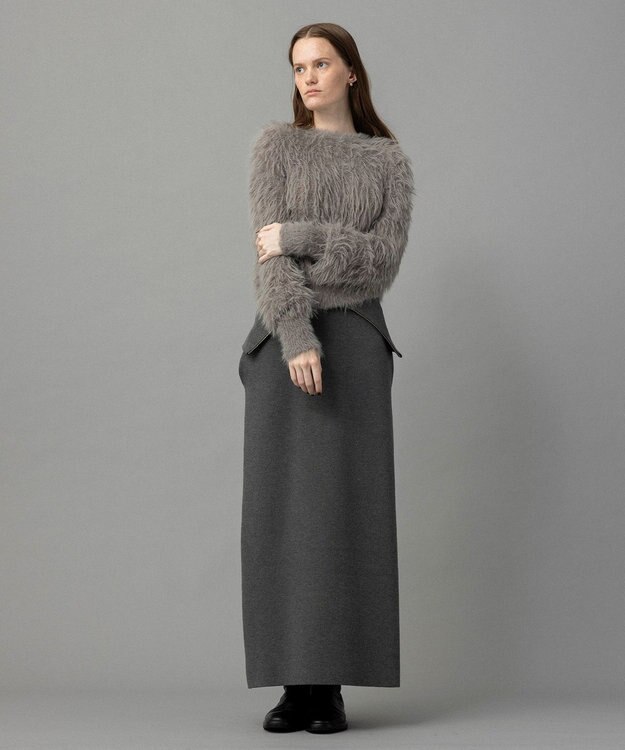 NAVE 【ReNAVE・洗える】メルティーシャギーニット プルオーバー ライトグレー系