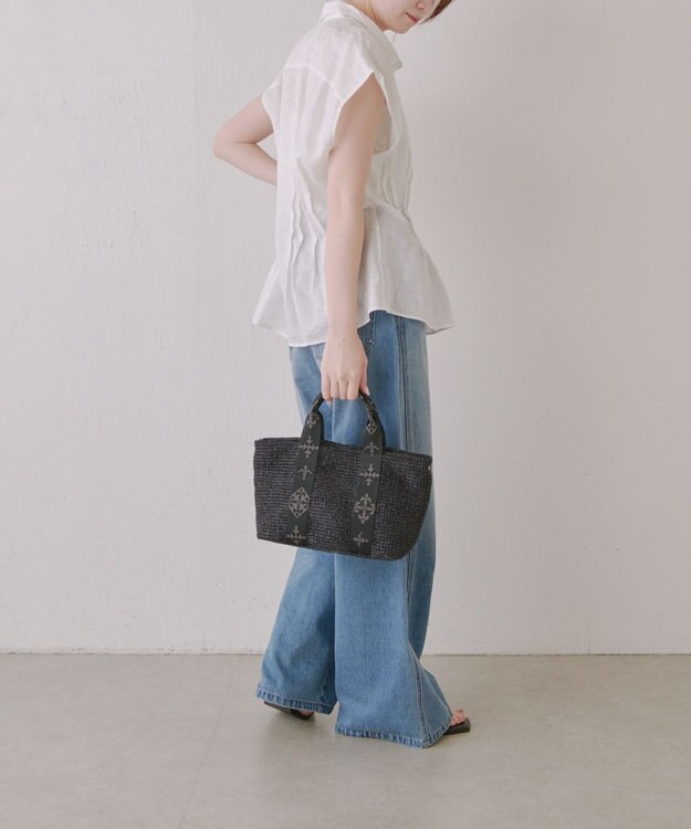 russet ナイロンラフィアデイリーミニトートバッグ(CE-1712) Black