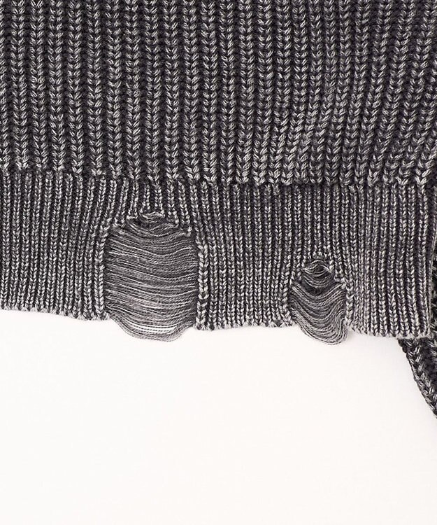 WEGO ダメージニットジップパーカー スミクロ