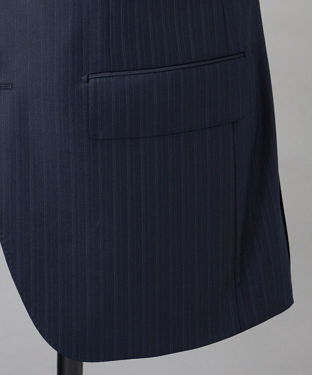 GOTAIRIKU シワになりにくい【御幸毛織/みゆきけおり】Superio160 スーツ_ネイビーストライプ ネイビー系1