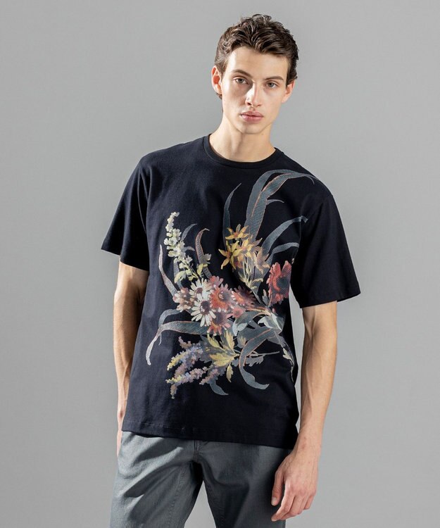 JOSEPH HOMME ピクセルフラワープリント　Ｔシャツ ブラック系