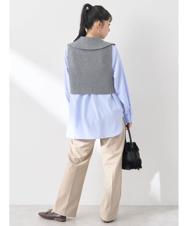 earth music&ecology ＳＥＴ　Ｚｉｐニットベスト＋ブラウス Gray