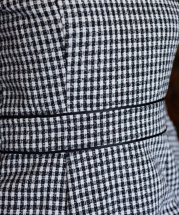 Tiaclasse 【洗える】ツイード配色フレアワンピース ブラック