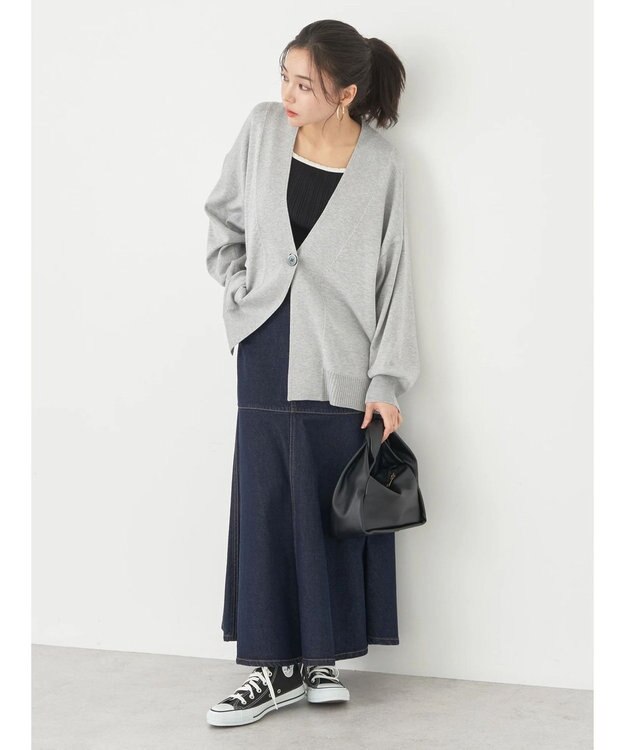 earth music&ecology ＵＶカット加工　ＢＩＧカーディガン Light Gray Mixture