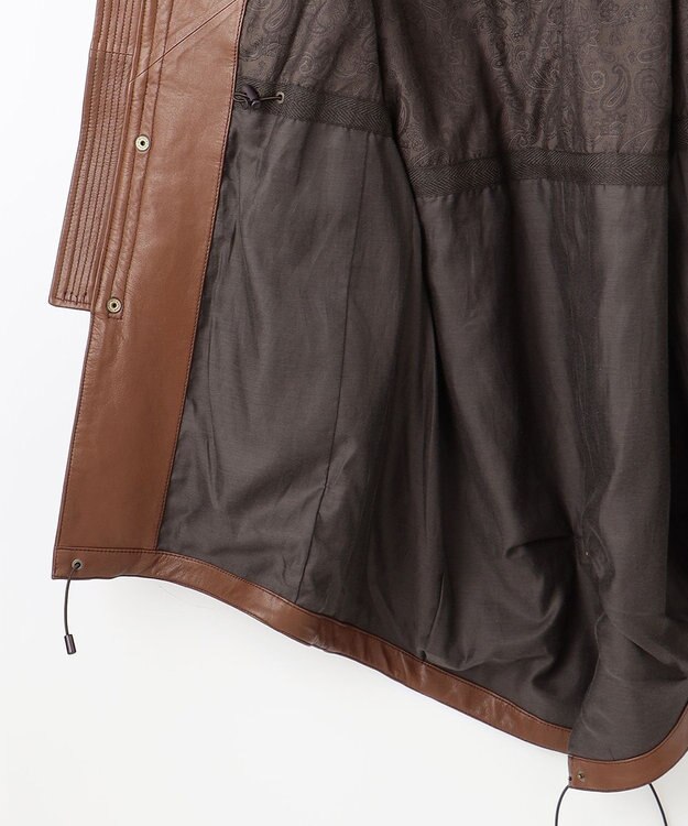 JOSEPH ABBOUD ベジタブルラムスキンレザーコート ダークブラウン系