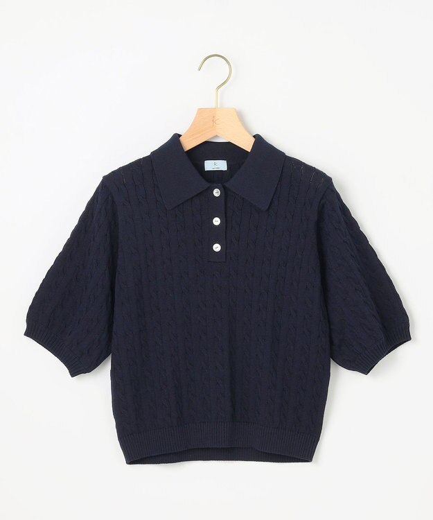 組曲 L ポロ襟 ニットプルオーバー ネイビー系