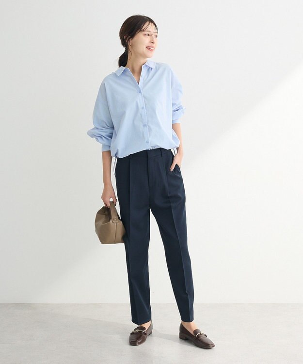 Green Parks イージーケア裾ドロストシャツ Sax