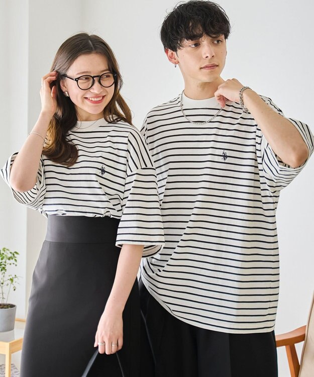 WEGO 【ユニセックス着用ITEM】別注USPOLO　ヘビーウエイトBIGT（S） ホワイトボーダー