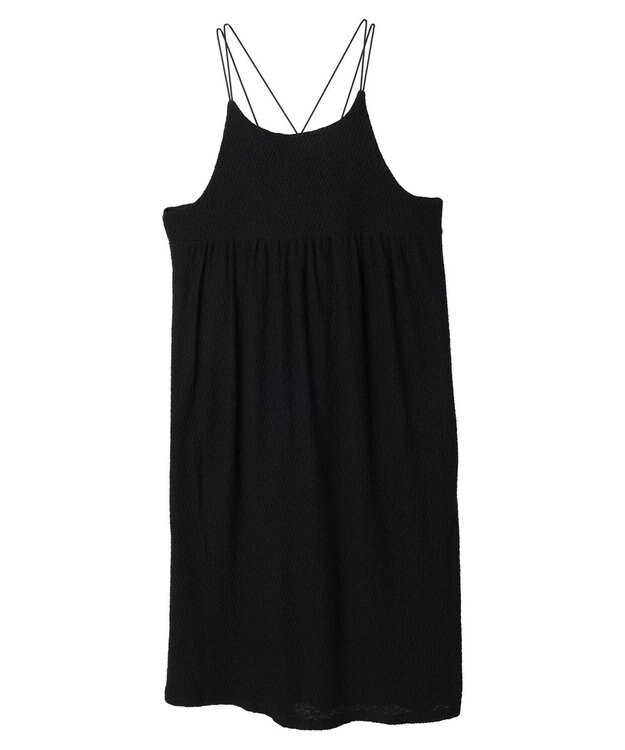 Green Parks 表面カット細ひもキャミワンピース Black
