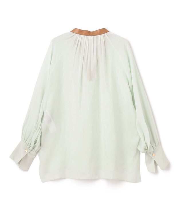 BEIGE， PAULINE / レザーコンビブラウス Mint x Camel