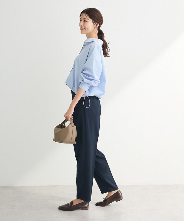 Green Parks イージーケア裾ドロストシャツ Sax