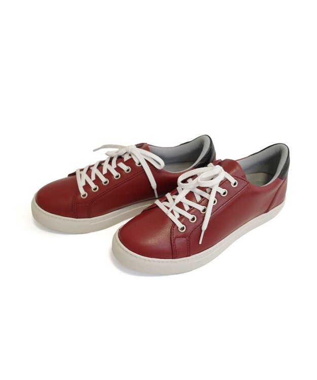 Pointer 本革大人スニーカー レッド×ブラック