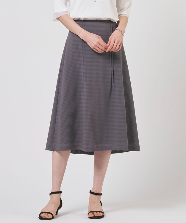 J.PRESS LADIES S シアーブロックチェック フレア スカート グレー系