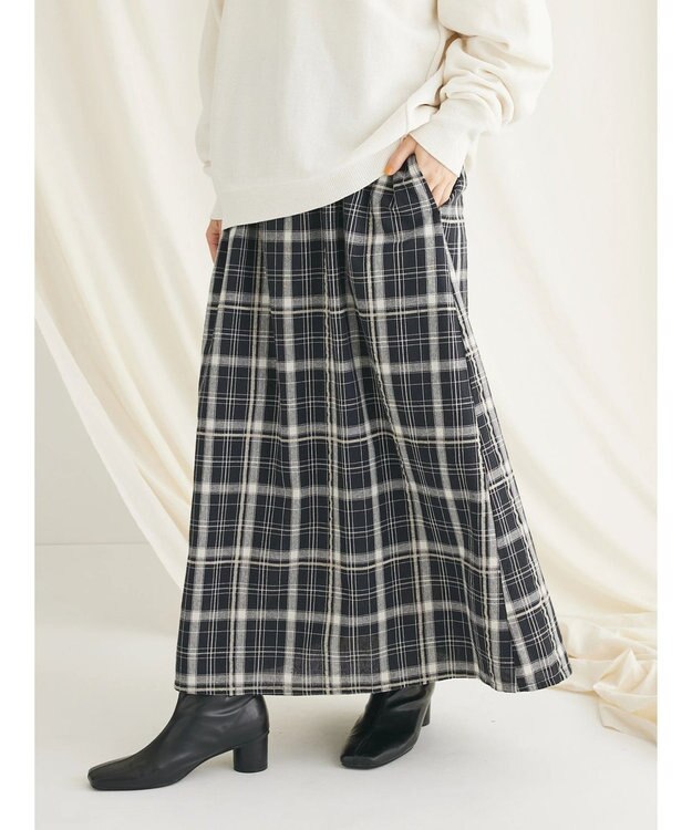CRAFT STANDARD BOUTIQUE 先染めチェック（小）スカート Black