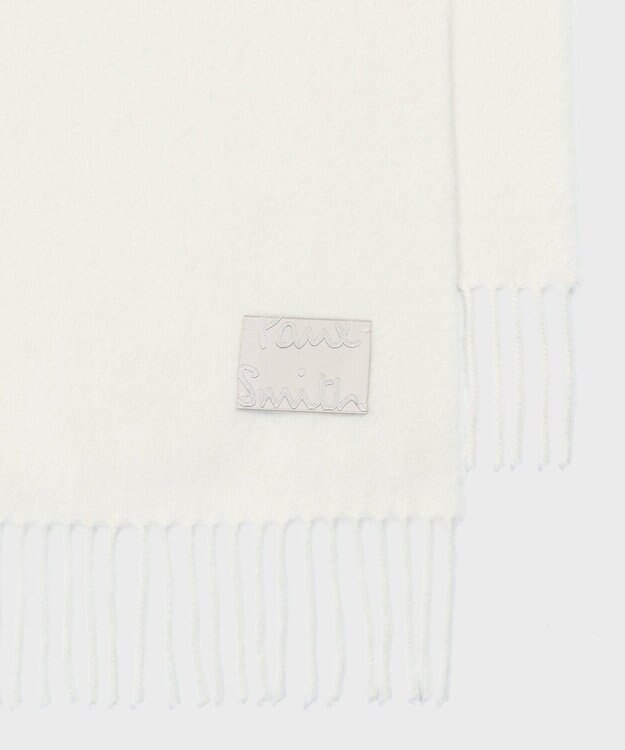 Paul Smith Cropped Logo カシミヤブレンド マフラー オフホワイト