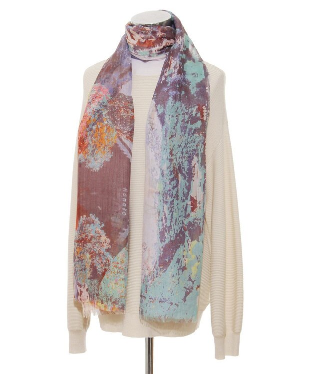 MOONBAT ハナト (Hanato) シルクコットンストール レイクサイド 197cm×70cm イエロー