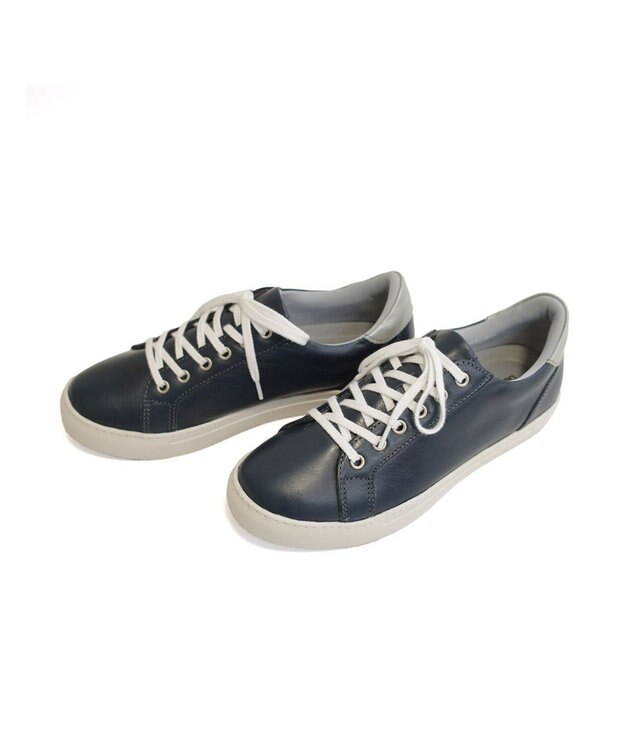 Pointer 本革大人スニーカー ネイビー×シルバー