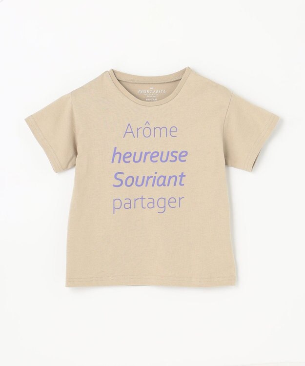 ANY KIDS オーガビッツカラーロゴTシャツ ベージュ×ロゴ(パープル)