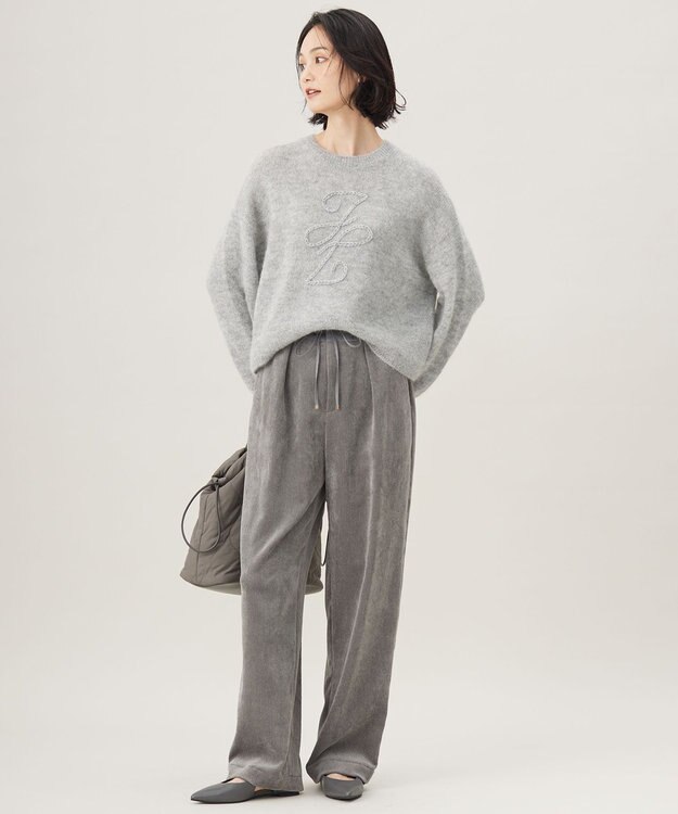 自由区 アルパカミドルゲージ ニット グレー