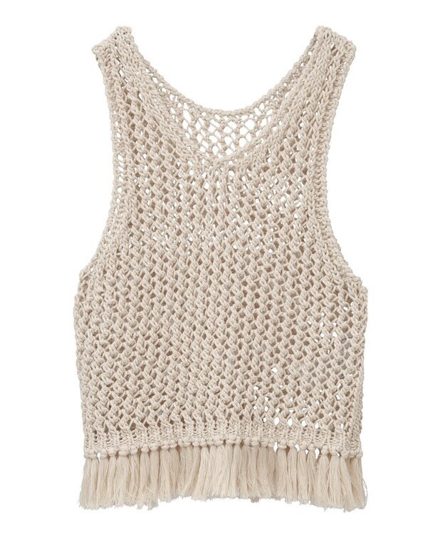 AMERICAN HOLIC 【前後2WAY】フリンジショートベスト Ivory