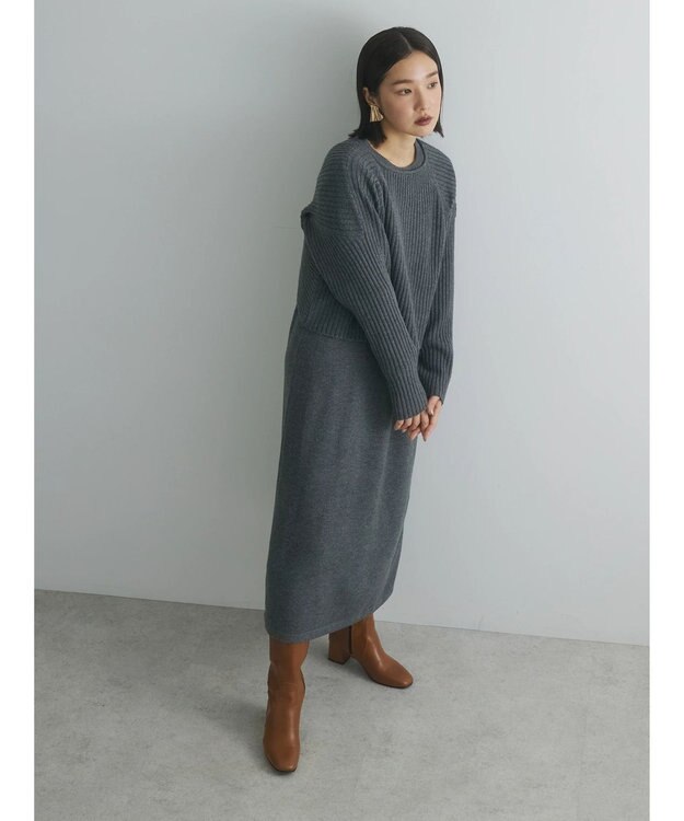 Green Parks armonia. ＳＥＴ２点ニットワンピース Charcoal Gray