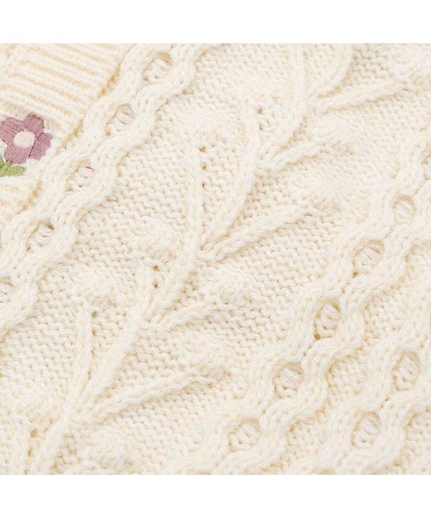 PET PARADISE ペットパラダイス 花 刺繍 アランニット 《ホワイト》 小型犬 オフホワイト