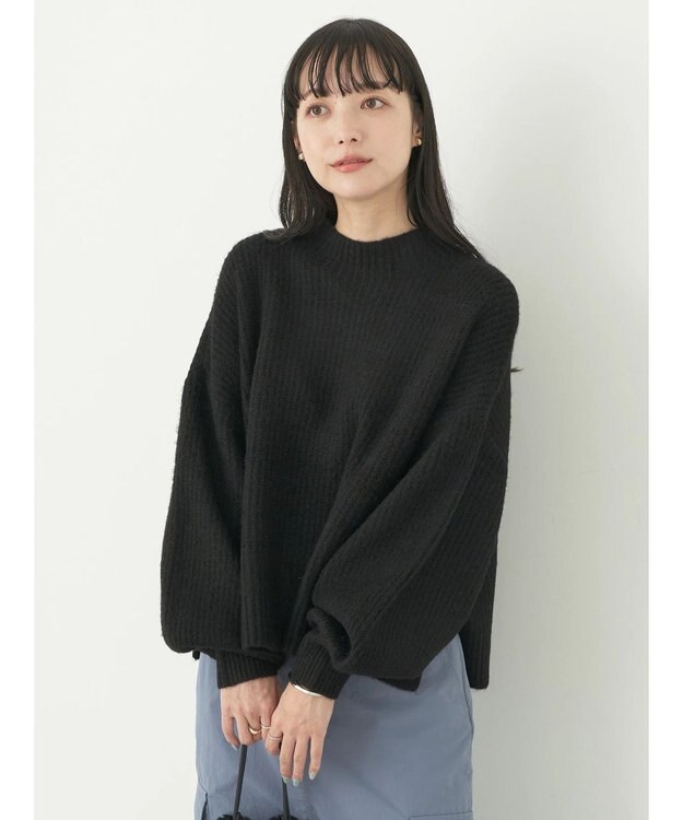 earth music&ecology ＦＬＵＦＦＹハイネックプルオーバー Black