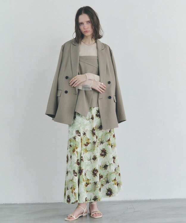 YECCA VECCA ロングテーラードジャケット Gray Beige