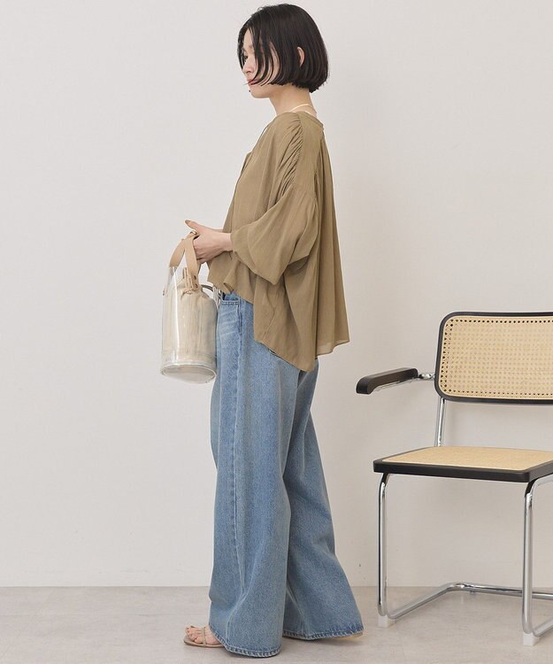 AMERICAN HOLIC スキッパーギャザーブラウス Mocha