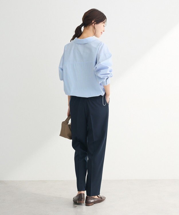 Green Parks イージーケア裾ドロストシャツ Sax