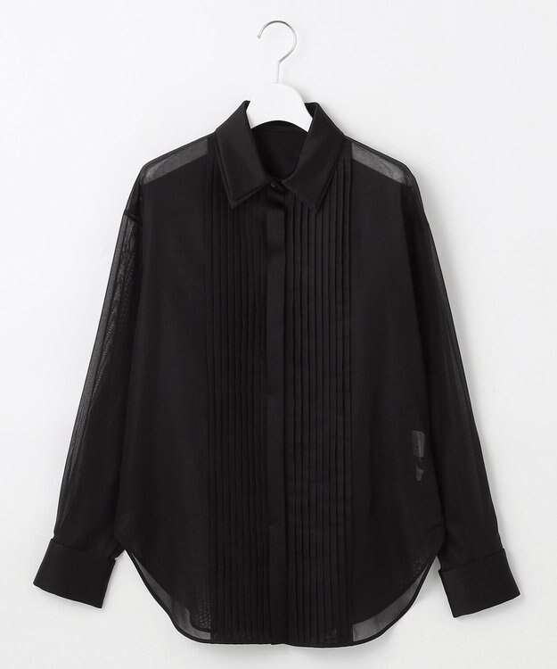 23区 L 【エステータ】コットンオーガンジー ドレスシャツ ブラック系