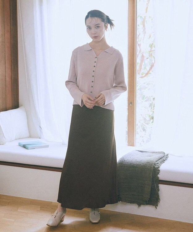 earth music&ecology ストレッチサテンスカート Brown