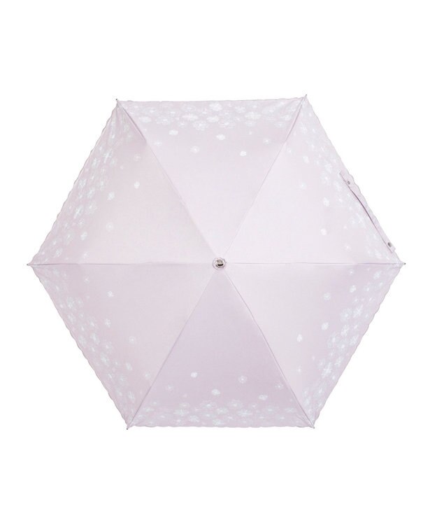 MOONBAT 【遮光率100％/遮熱/UV】LANVIN en Bleu (ランバン オン ブルー)晴雨兼用日傘 フラワーグリッター シルバースカラ刺繍 花柄 折りたたみ傘 簡単開閉 ペールピンク