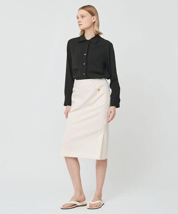 BEIGE， DANDELION / ギャザーフリルブラウス Black