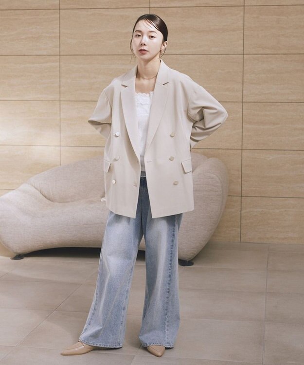 earth music&ecology ダブルジャケット Light Beige