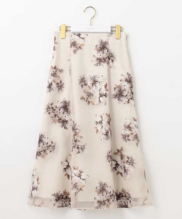 ANY SIS L 【洗える】フラワーオパールプリント スカート ラベンダー系