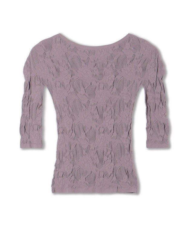 Chacott 【ノーソーイングニット】シアーレースボートネックトップ アッシュグレー