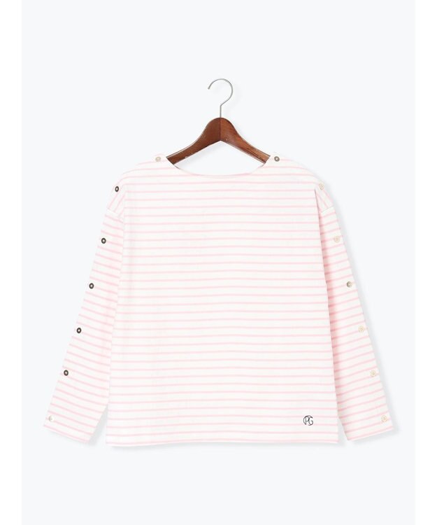 Te chichi ショルダー釦ボーダーカットソー ピンク