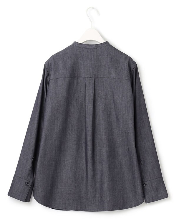 ICB 【洗える】リアクティブソフトデニム バンドカラーシャツ インディゴ系