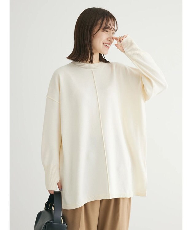 Green Parks もちやわ　ニットチュニック Off White