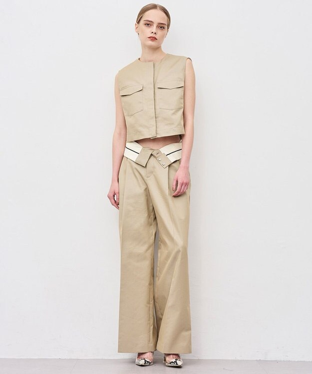 uncrave チノギャバジン ワイドトラウザー ベージュ