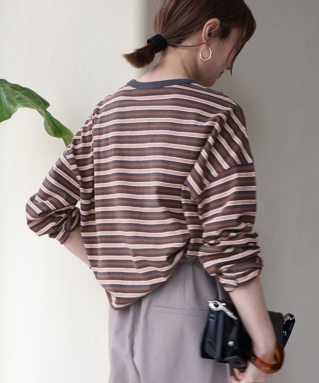 AMERICAN HOLIC マルチボーダーカットプルオーバー Charcoal Gray