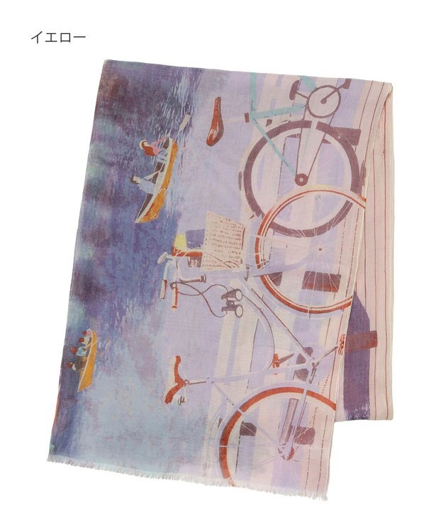 MOONBAT ハナト (Hanato) シルクコットンストール レイクサイド 197cm×70cm イエロー