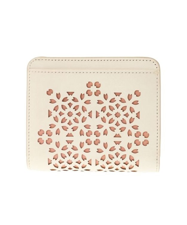 genten フラッターカットワーク 二つ折り財布 オフホワイト