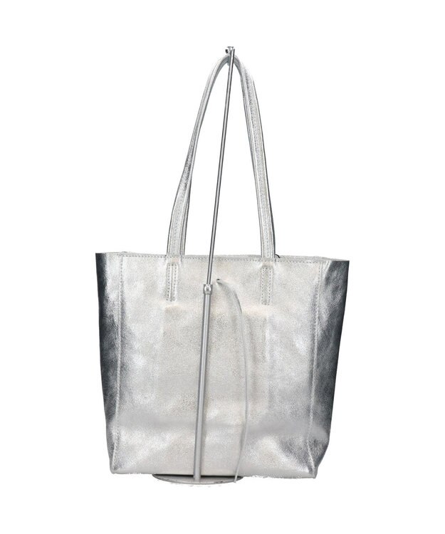 INTER-CHAUSSURES 【ANDREA CARDONE】メタリックレザーミディアムトートバッグ シルバー