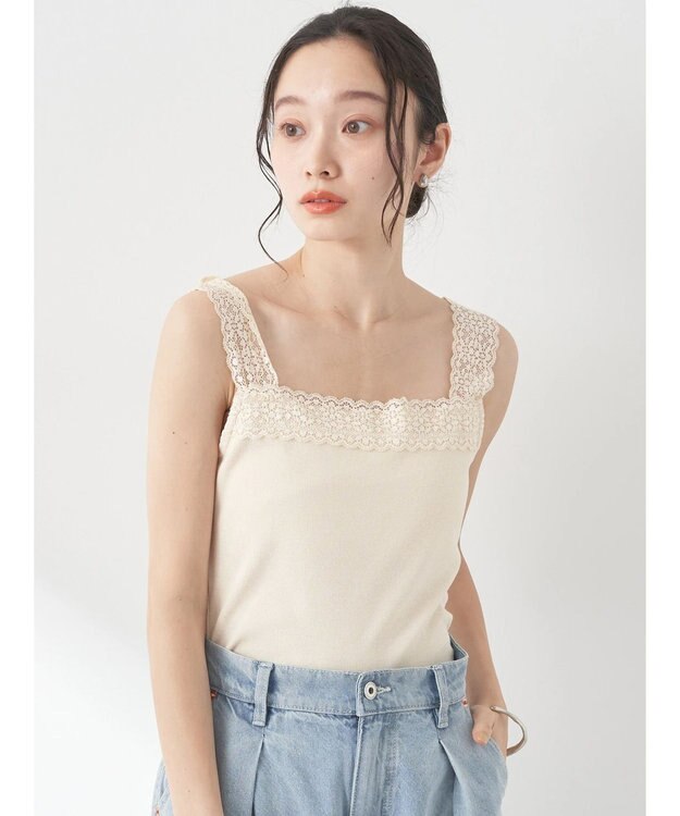 earth music&ecology レーススクエアキャミソール Light Yellow