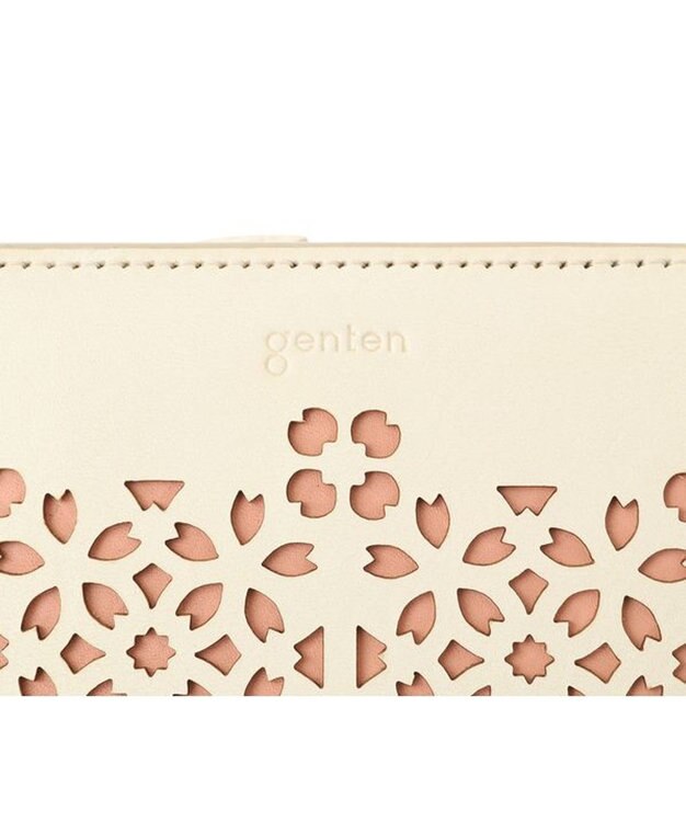 genten フラッターカットワーク 二つ折り財布 オフホワイト