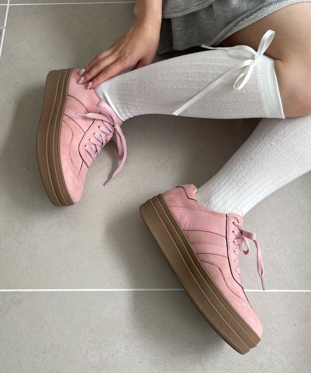 WEGO ローテクダブルラインスニーカー ライトピンク