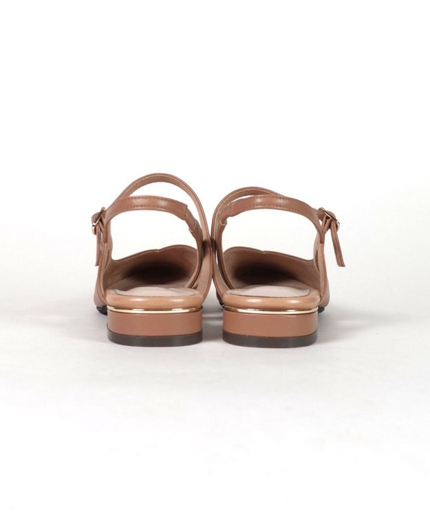 Dominic3 シープレザー Vカット バックストラップパンプス ダークベージュ